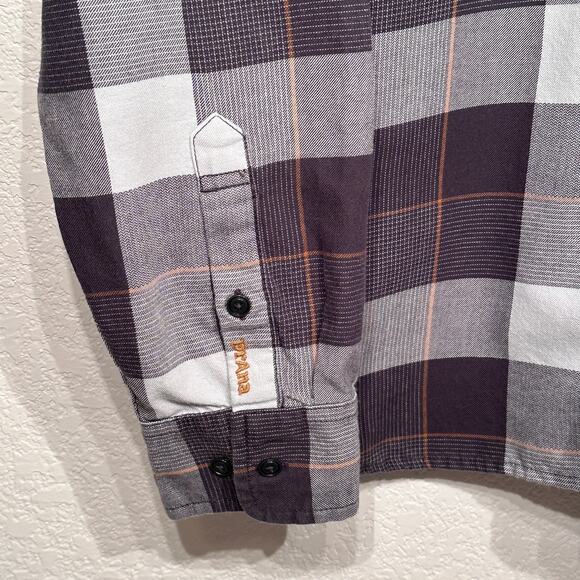 Prana Los Feliz Flannel Long Sleeve Button Up Shirt Charcoal Medium Slim - Picture 4 of 12